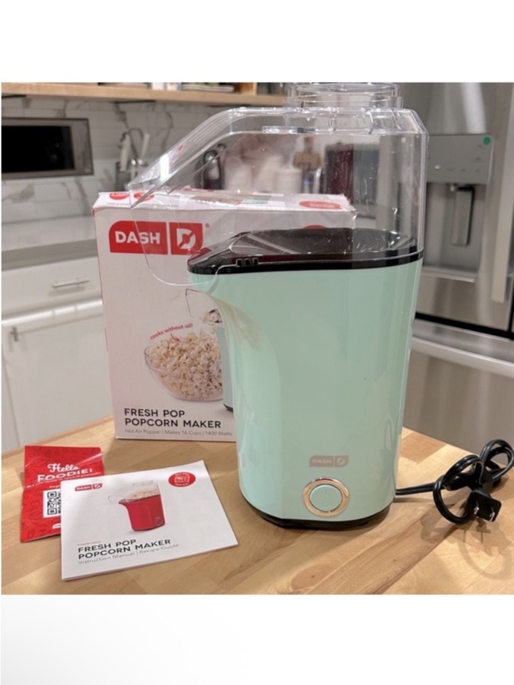 New! DASH Fresh Pop Hot Air Popcorn Maker Makes 16 Cups